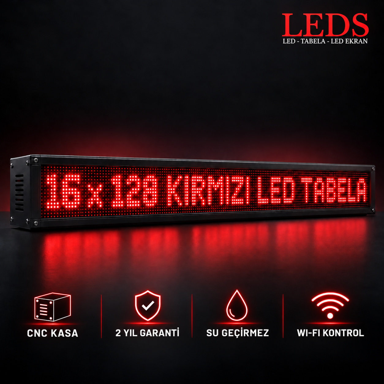 16 x 128 Kırmızı Led Tabela Kayan Yazı