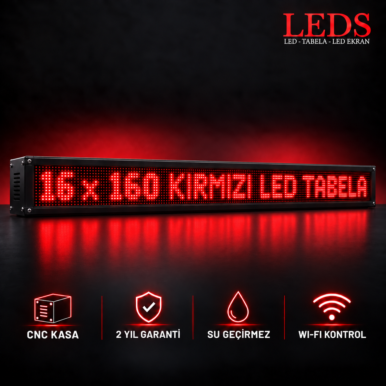 16 x 160 Kırmızı Led Tabela Kayan Yazı