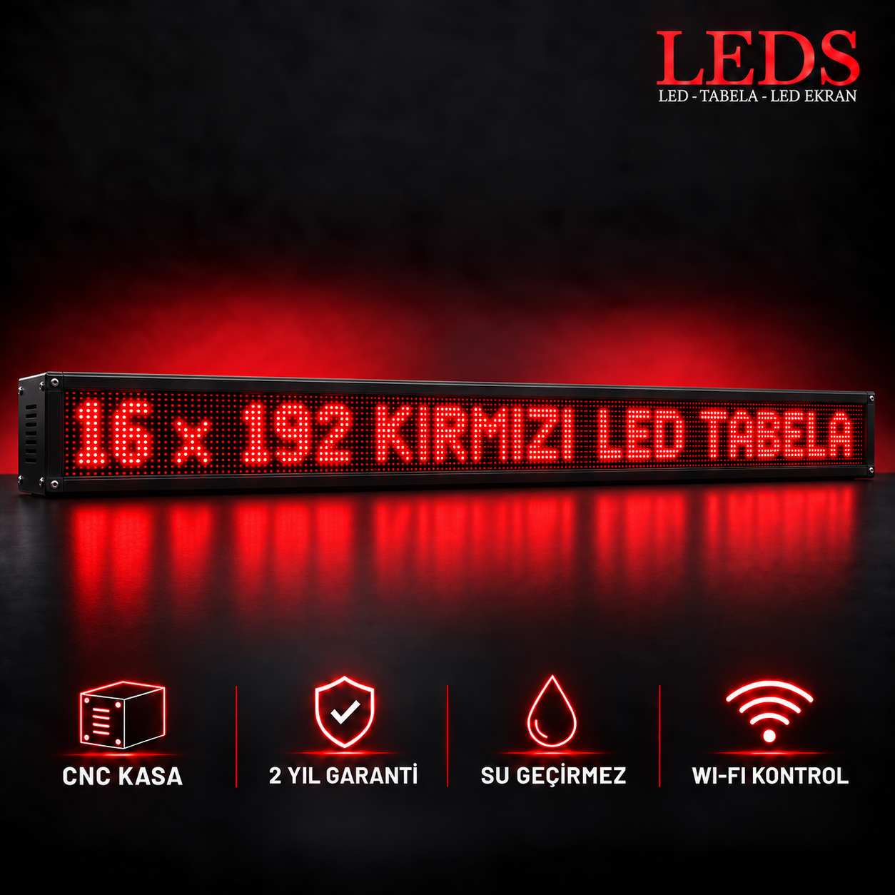 16 x 192 Kırmızı Led Tabela Kayan Yazı